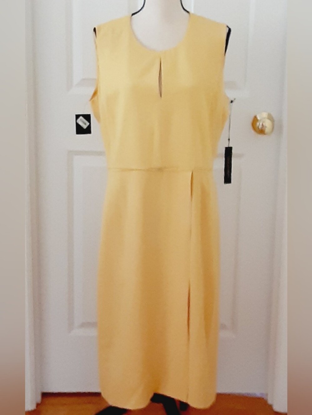 Francisco Costa x Calvin Klein Lined Sleeveless Crepe Dress Size 14 Marigold